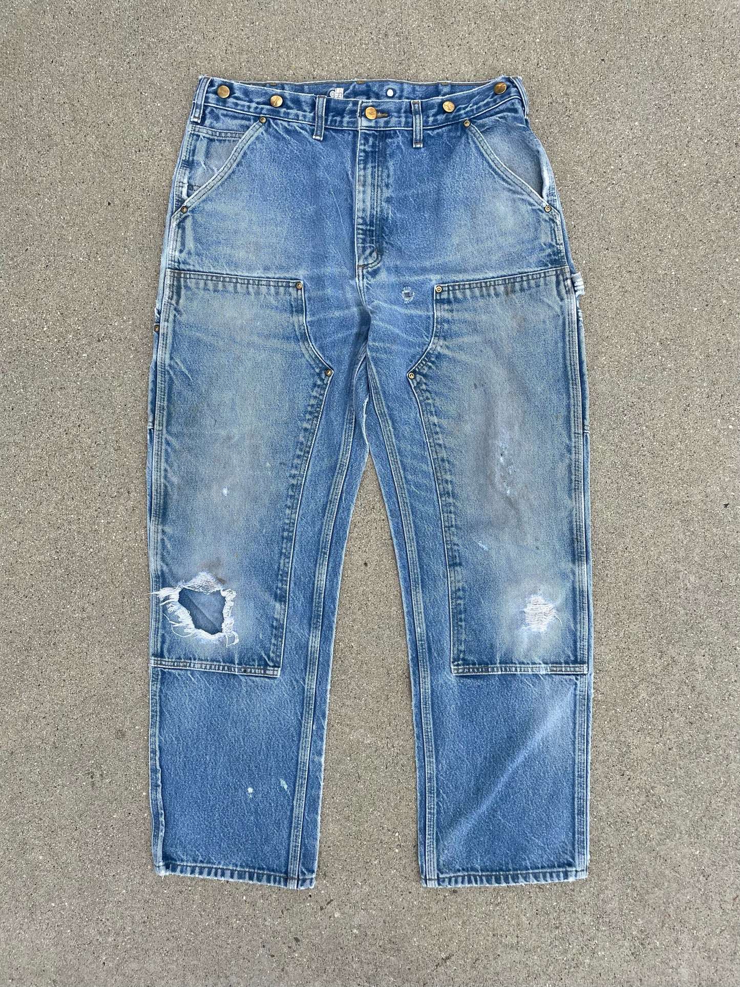 DISTRESSED DENIM CARHARTT DOUBLE KNEE PANTS