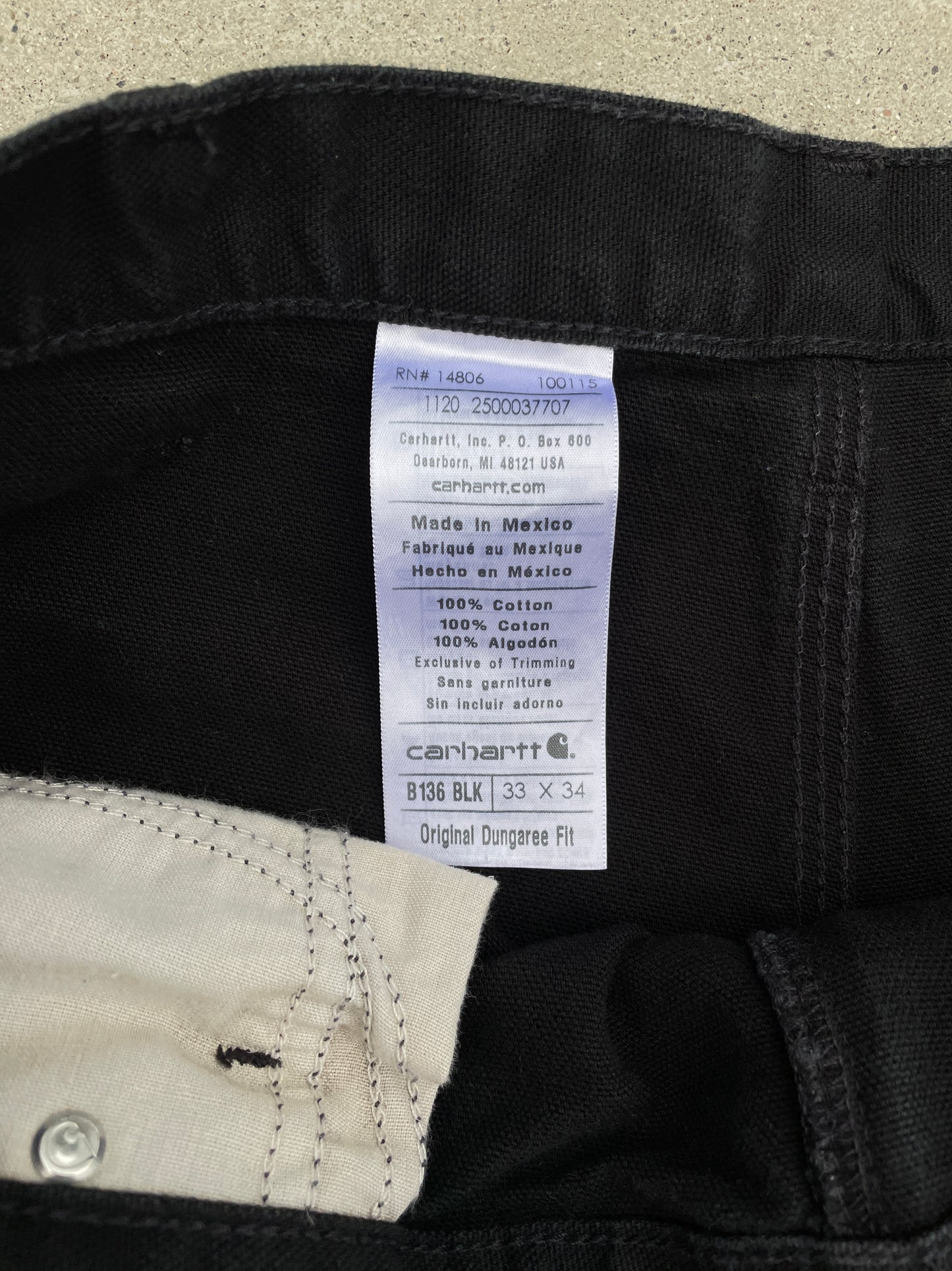 BLACK CARHARTT DOUBLE KNEE PANTS