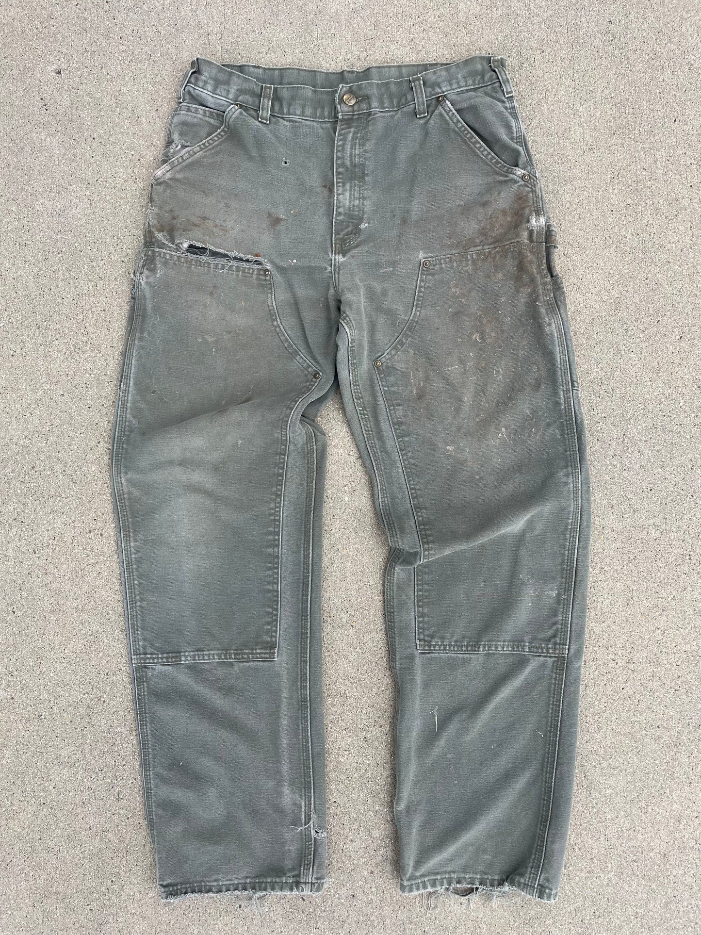 GREEN CARHARTT DOUBLE KNEES PANTS