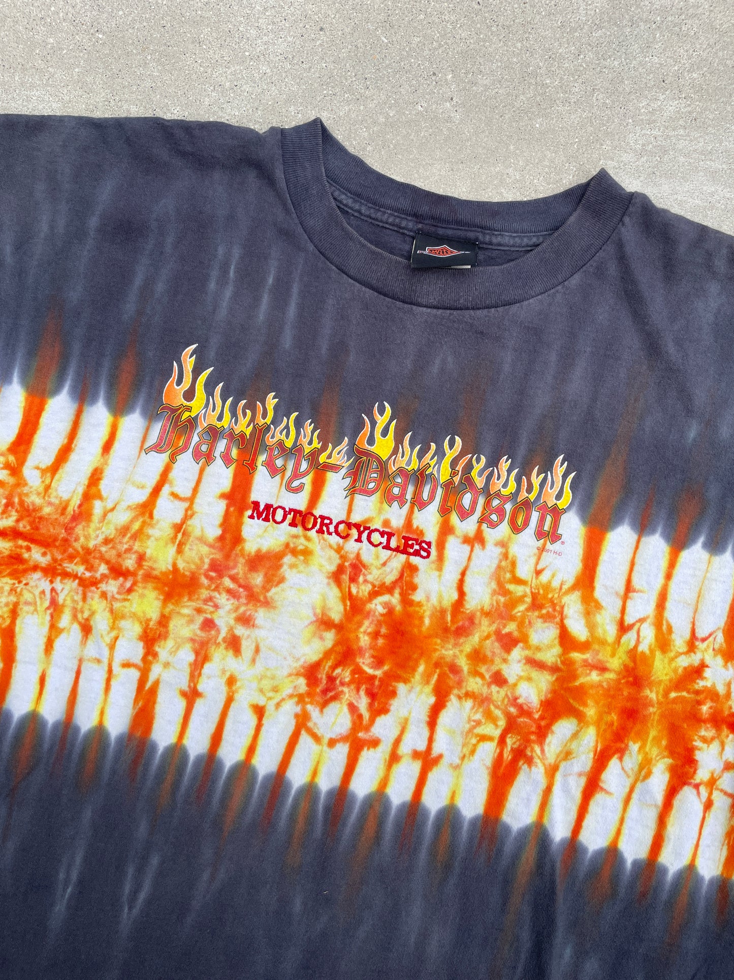BLACK/ORANGE/RED TYE DYE HARLEY DAVIDSON SHIRT