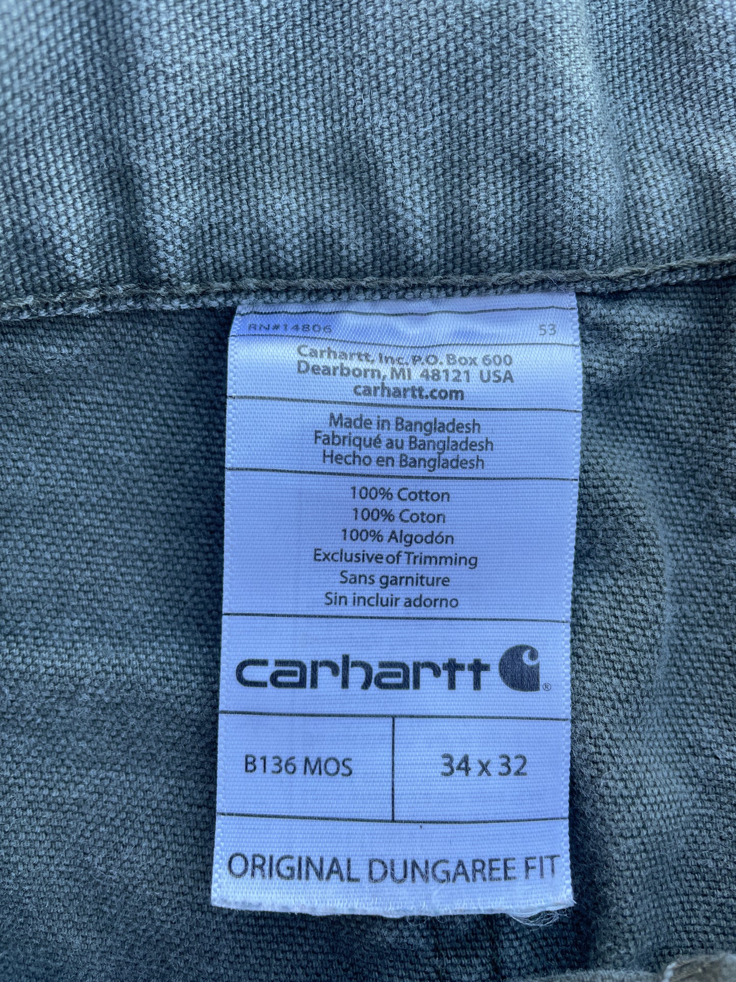 FADED GREEN CARHARTT DOUBLE KNEES
