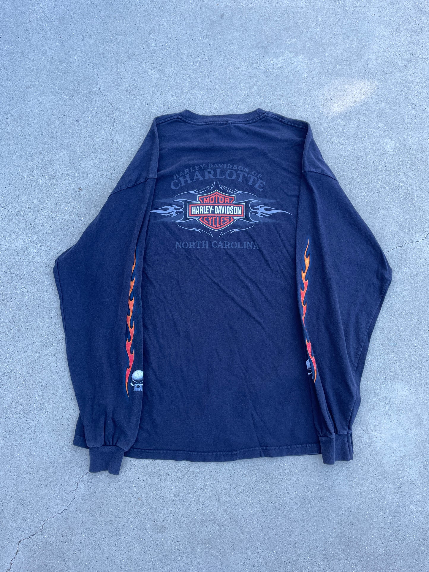 FLAME SKULL HARLEY DAVIDSON LONG SLEEVE SHIRT