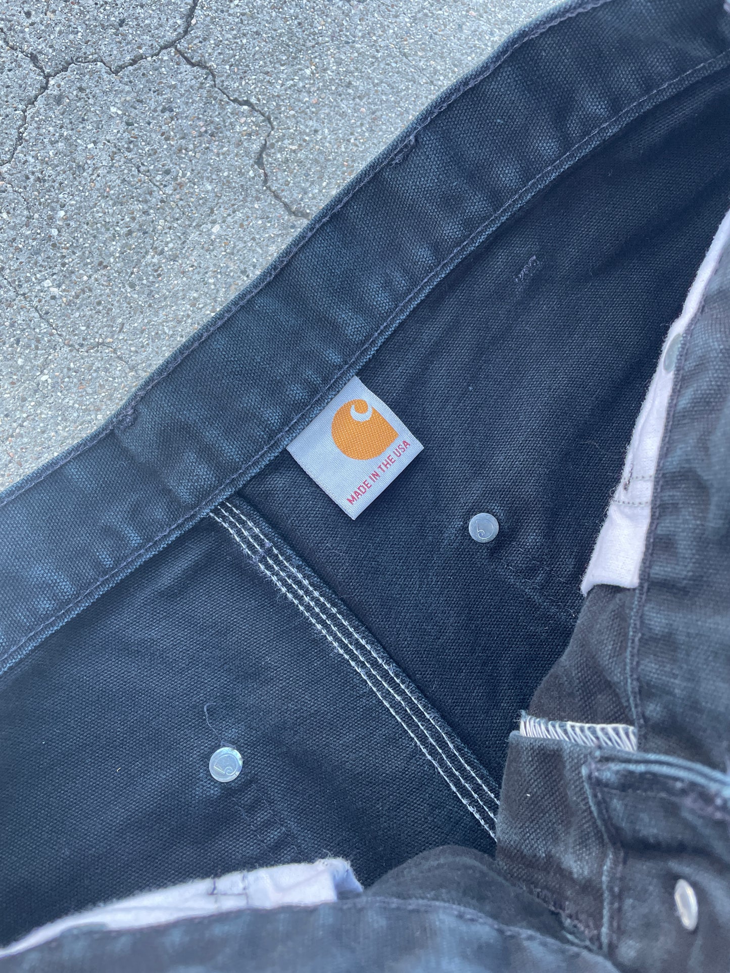 FADED BLACK CARHARTT DOUBLE KNEE PANTS