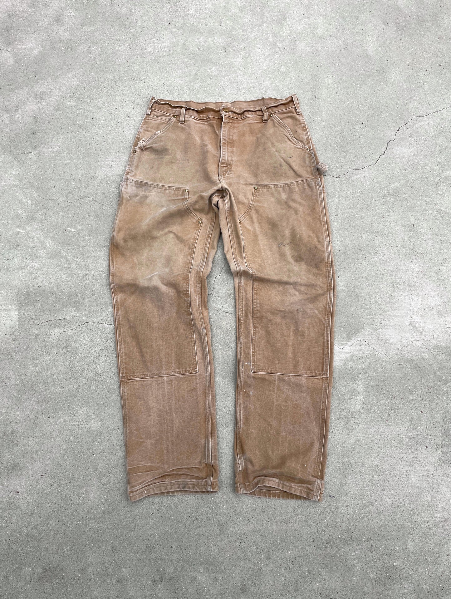 FADED KHAKI CARHARTT DOUBLE KNEE PANTS - 1990S
