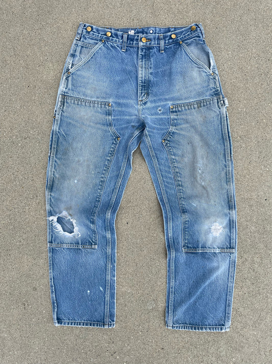 DISTRESSED DENIM CARHARTT DOUBLE KNEE PANTS