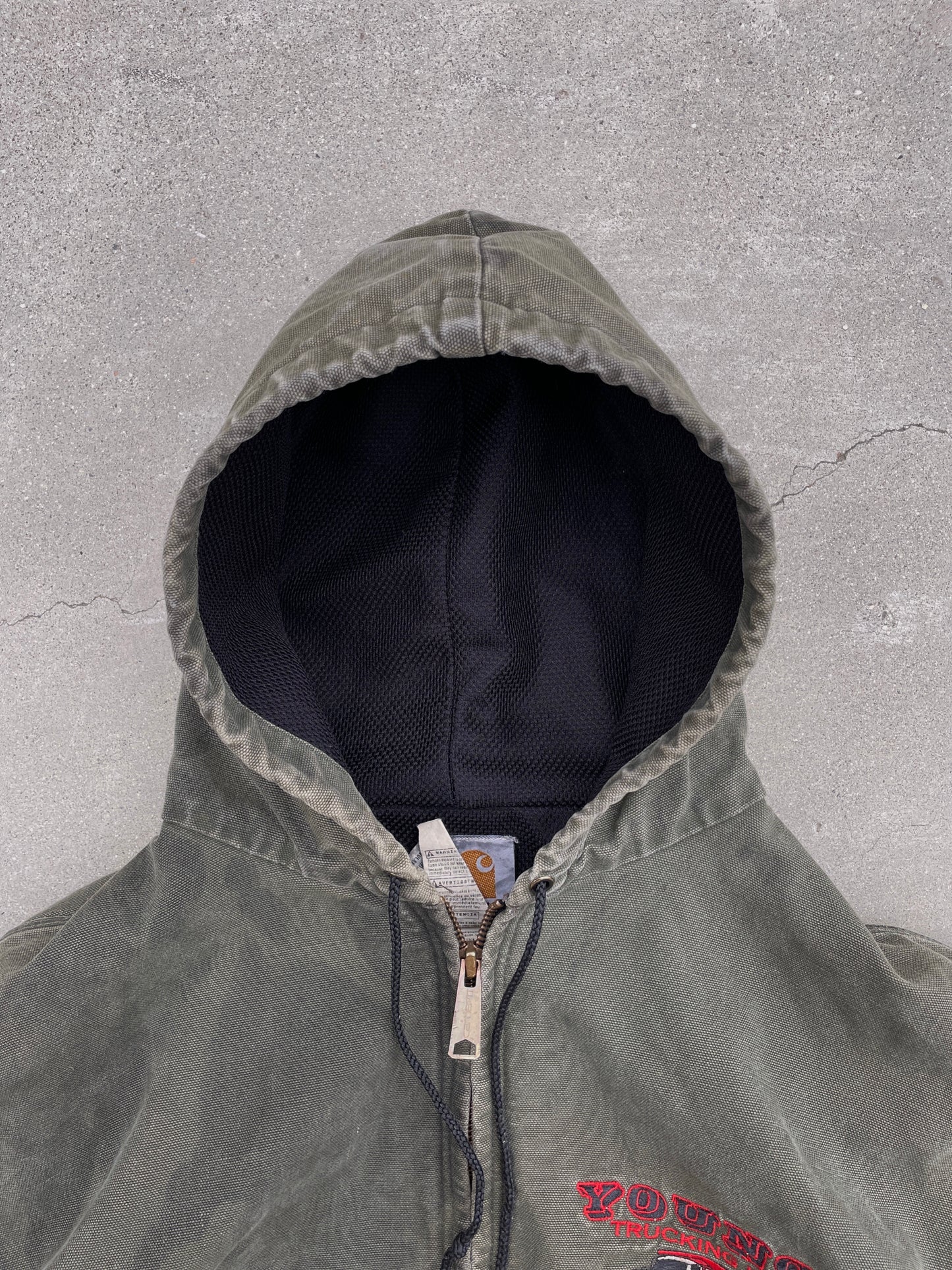 FADED OLIVE HOODED CARHARTT JACKET - 2000S