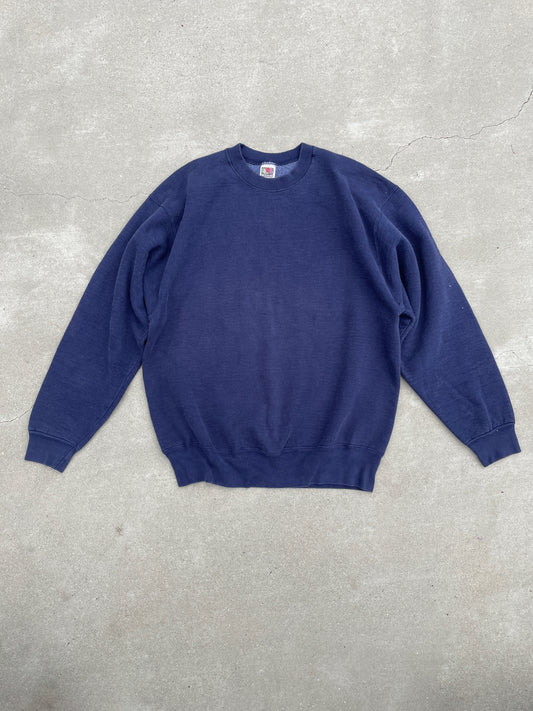NAVY FRUIT OF THE LOOM CREWNECK - 1990S