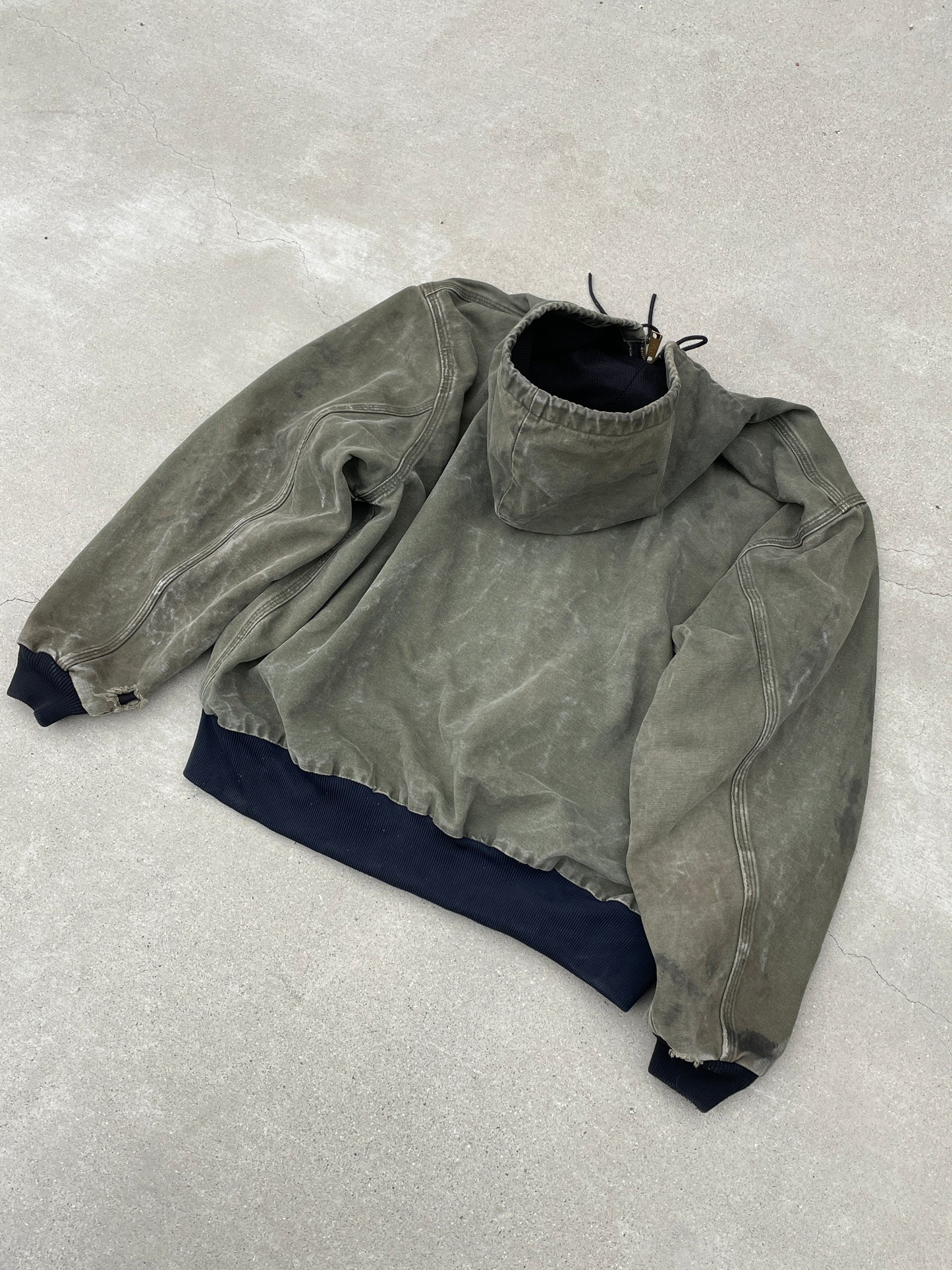 FADED OLIVE HOODED CARHARTT JACKET - 2000S