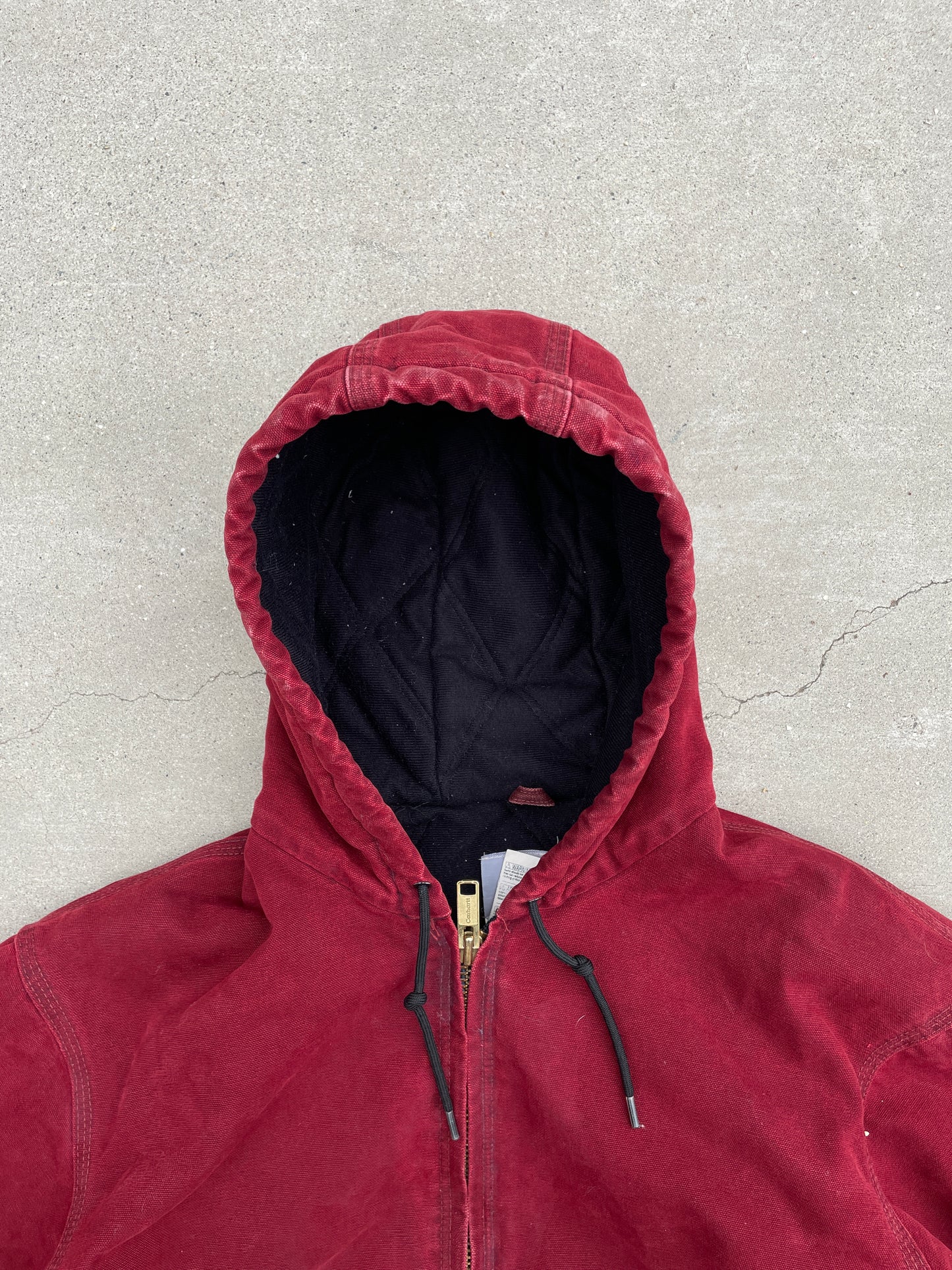 FADED WINE RED HOODED CARHARTT JACKET - 1990S