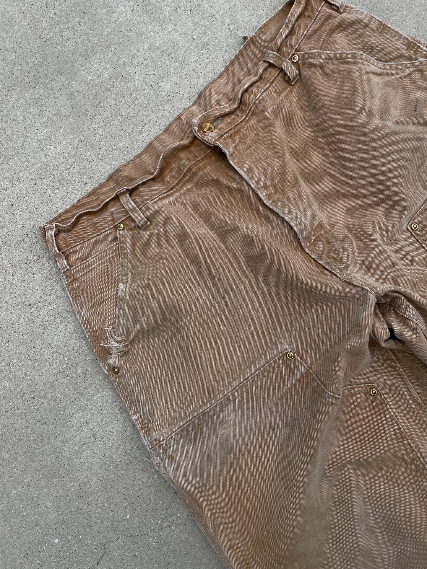 FADED KHAKI CARHARTT DOUBLE KNEE PANTS - 1990S
