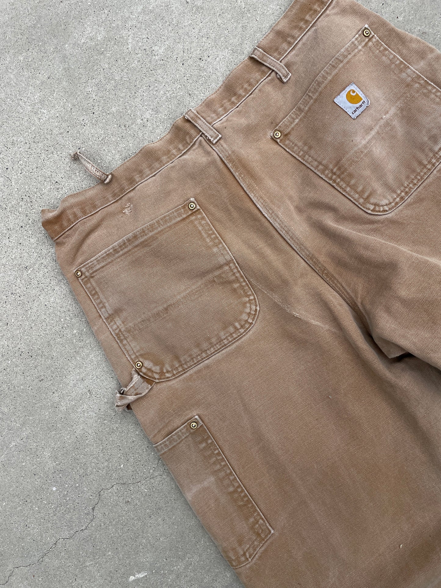 FADED KHAKI CARHARTT DOUBLE KNEE PANTS - 1990S