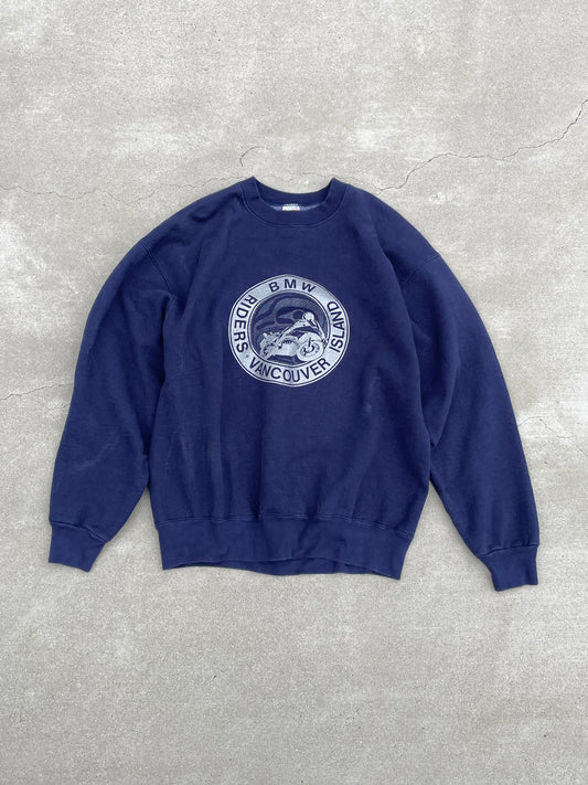 NAVY 'BMW' PULLOVER SWEATSHIRT - 2000S