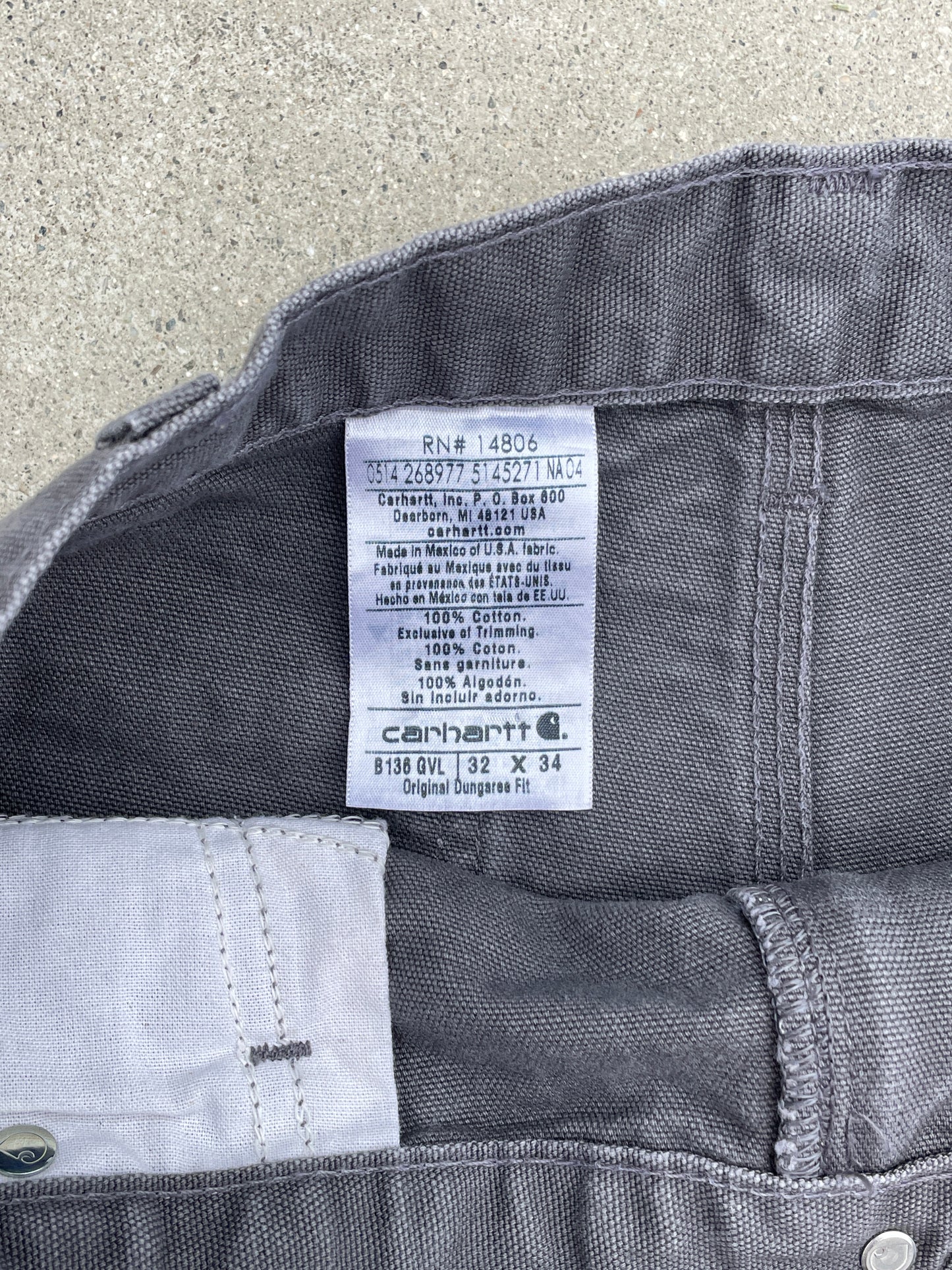 GRAY CARHARTT DOUBLE KNEE PANTS - 2000S