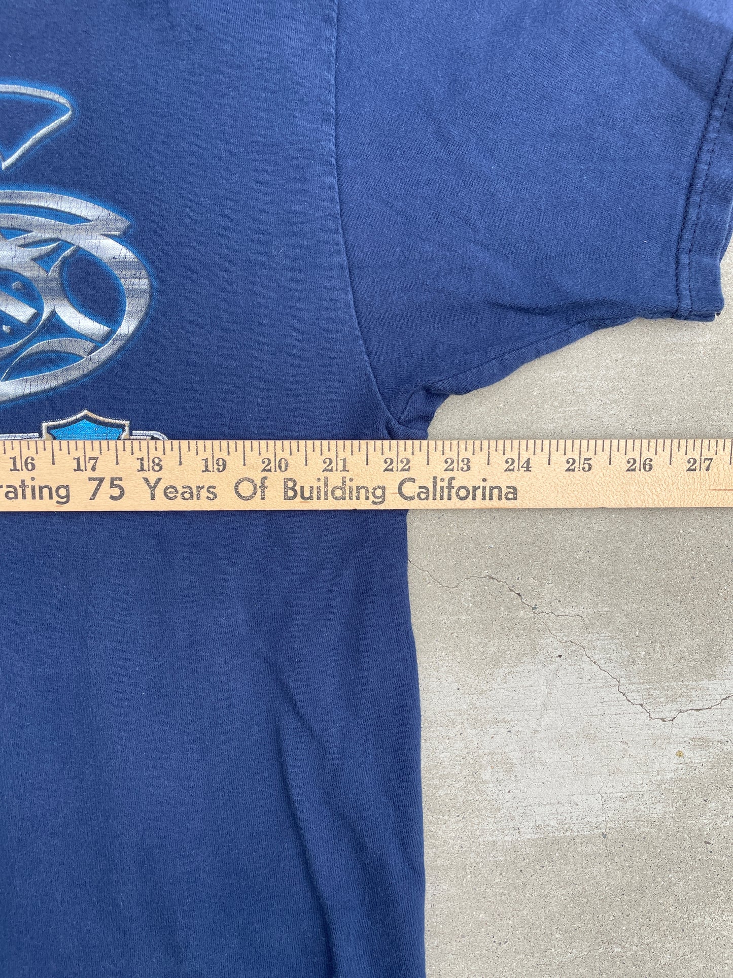 BLUE SCRIPT/CHROME HARLEY DAVIDSON SHIRT