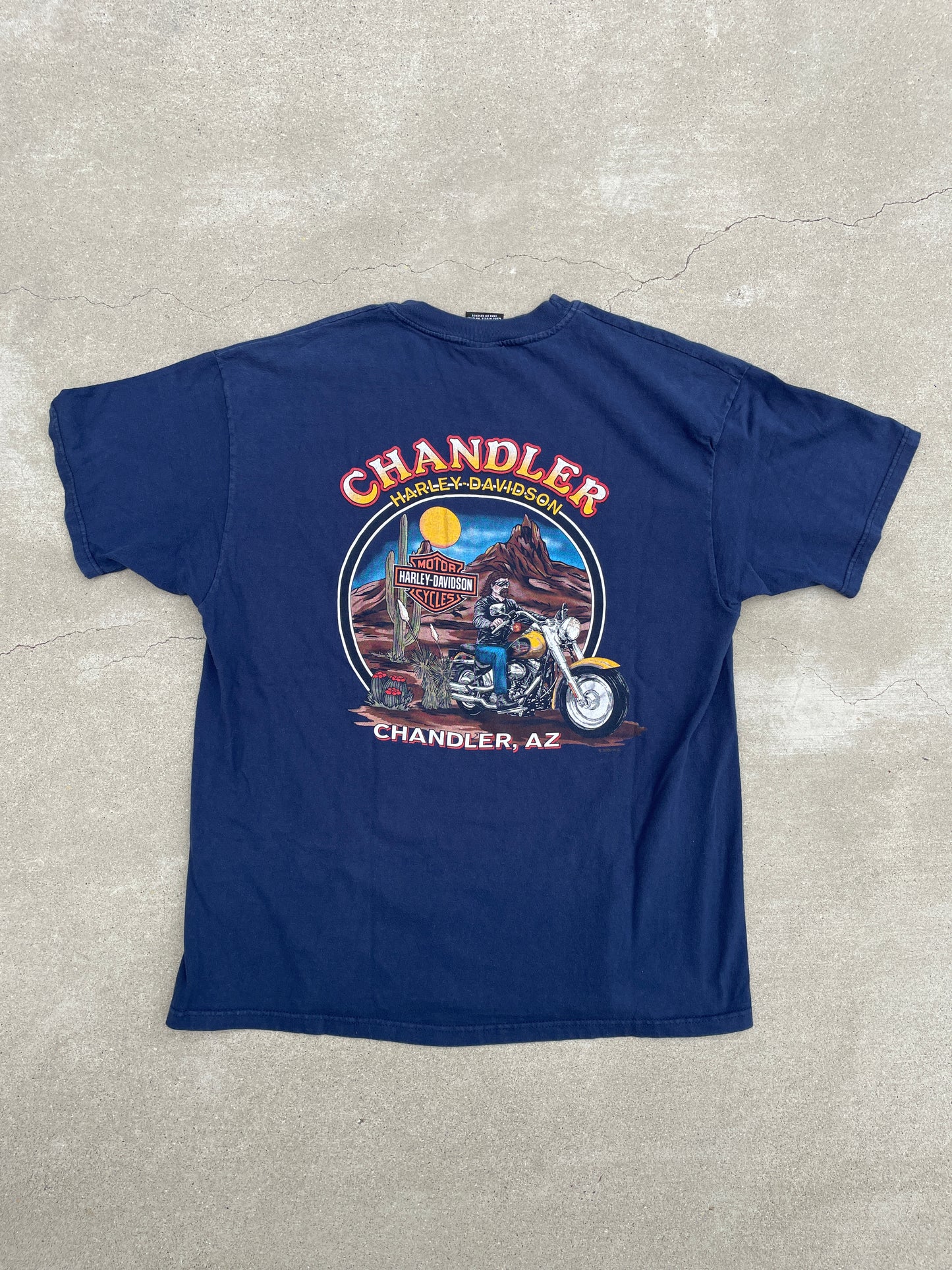 BLUE SCRIPT/CHROME HARLEY DAVIDSON SHIRT