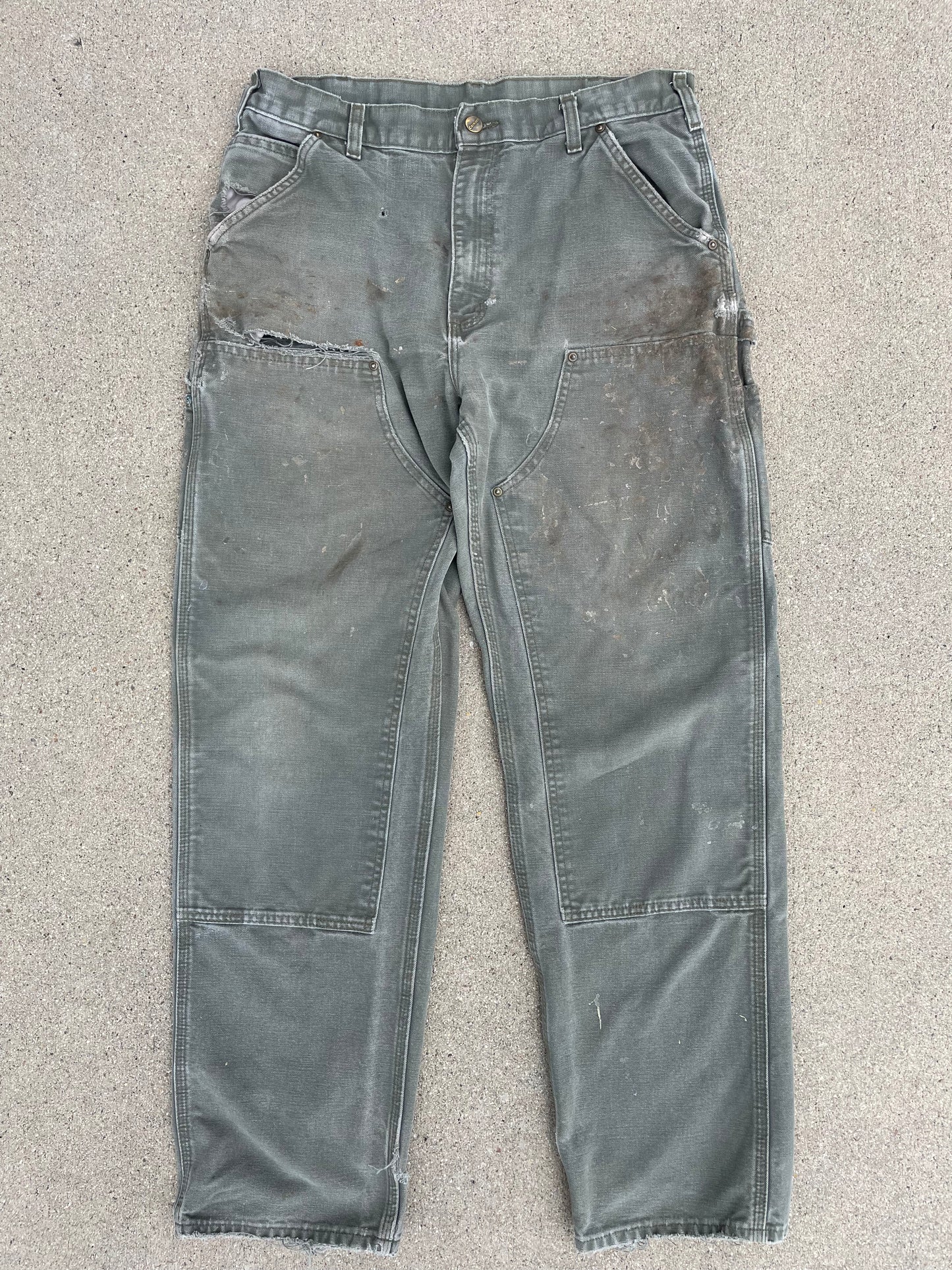 GREEN CARHARTT DOUBLE KNEES PANTS