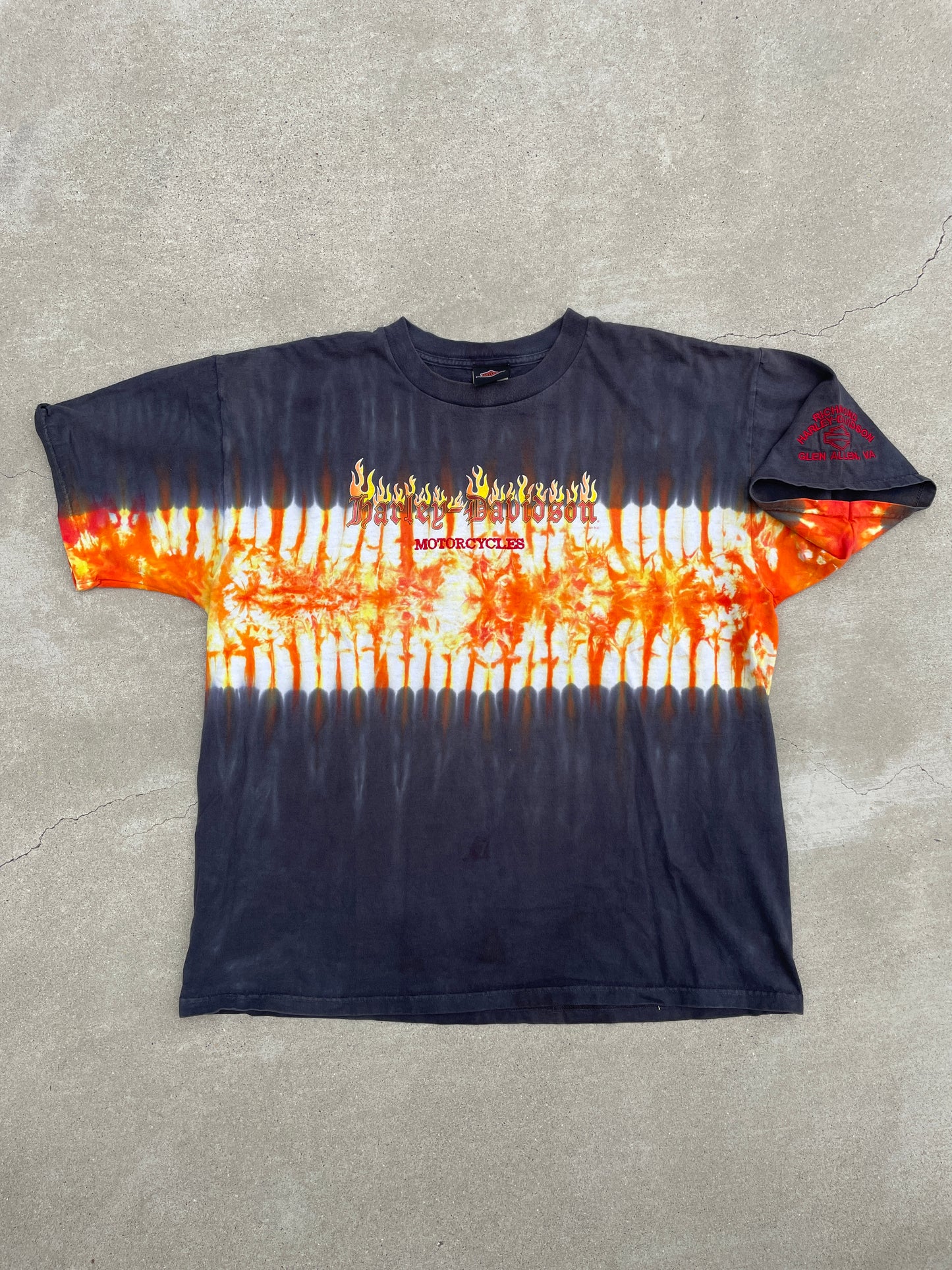 BLACK/ORANGE/RED TYE DYE HARLEY DAVIDSON SHIRT