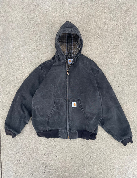 FADED BLACK HOODED CARHARTT JACKET