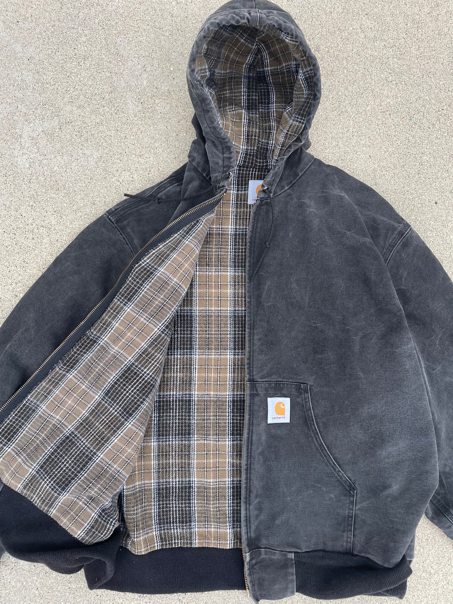 FADED BLACK HOODED CARHARTT JACKET