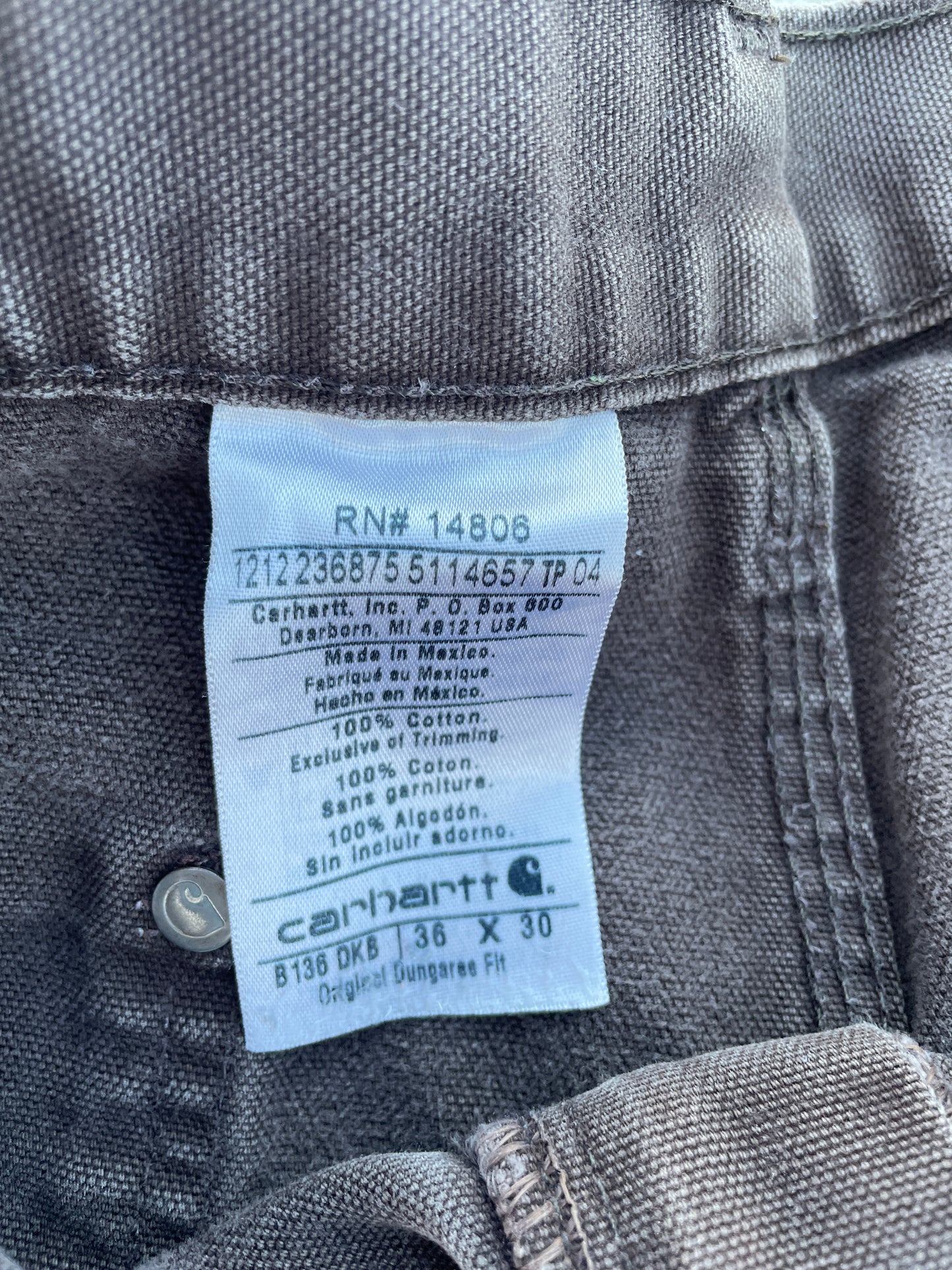 DISTRESSED BROWN CARHARTT DOUBLE KNEES