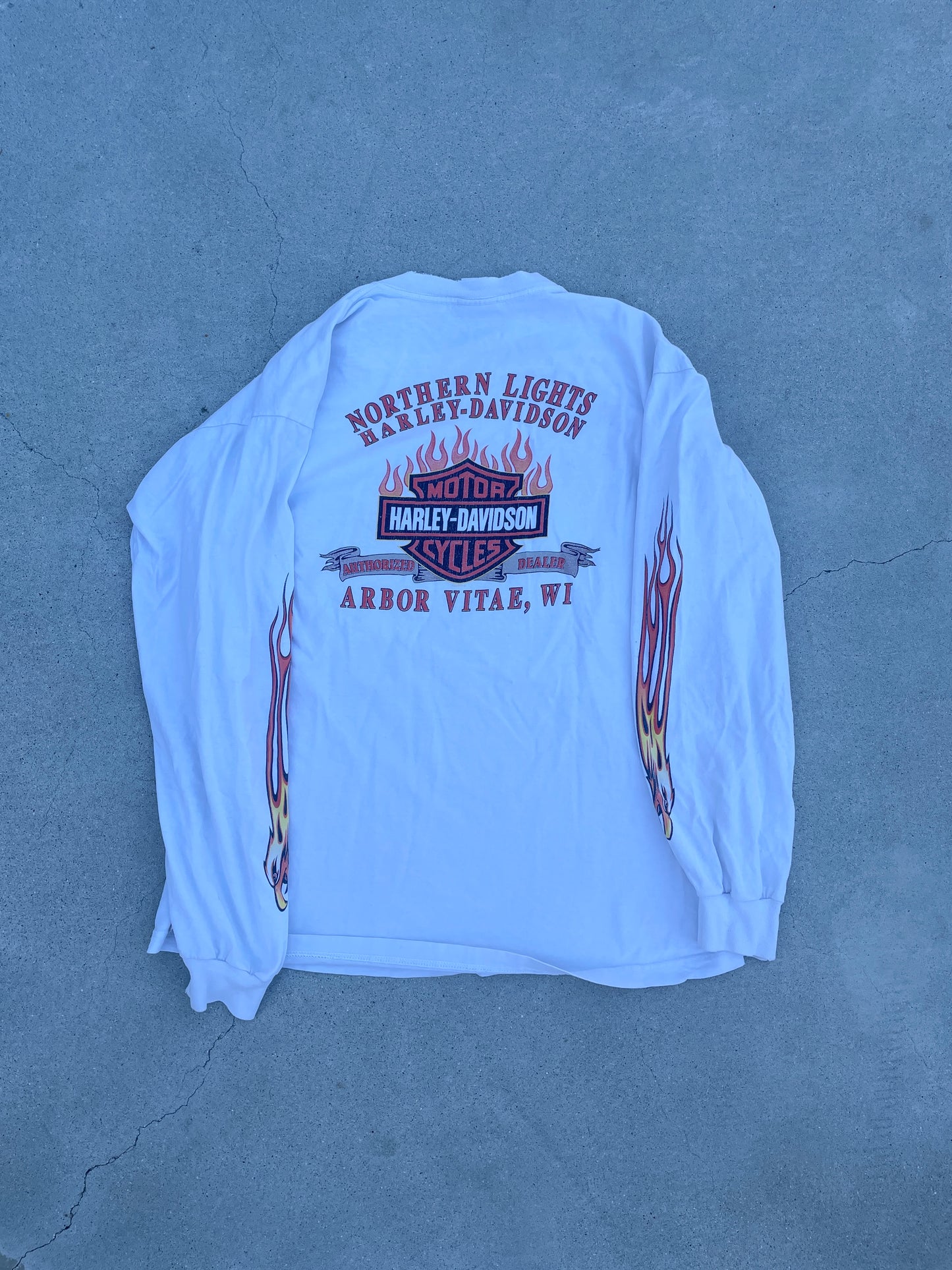 WHITE FLAME HARLEY DAVIDSON SHIRT