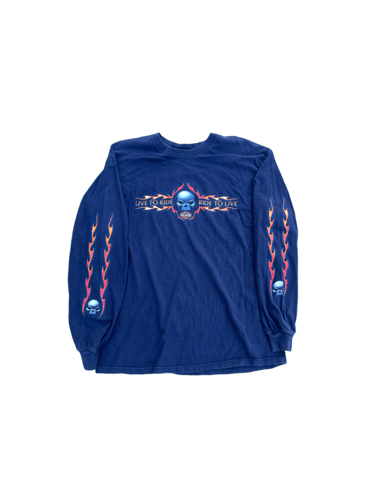 FLAME SKULL HARLEY DAVIDSON LONG SLEEVE SHIRT