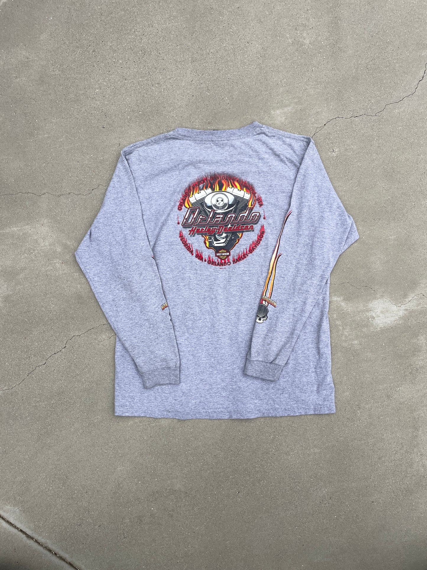 FLAMING SKULL HARLEY DAVIDSON LONG SLEEVE