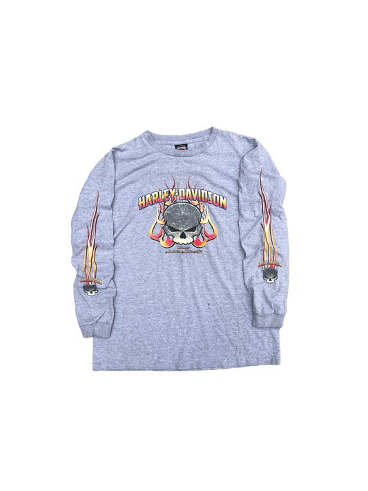 FLAMING SKULL HARLEY DAVIDSON LONG SLEEVE